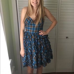 Betsey Johnson plaid ruffle party dress